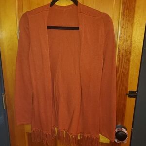 Chico's Terracotta Fringe Cardigan